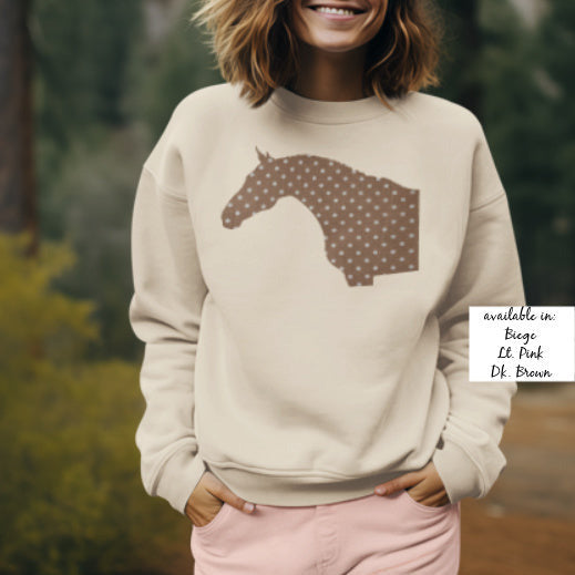 Vivian Polka Dot Horse Fleece Crewneck