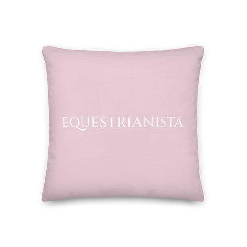 Equestrianista Dec Pillow in Blush Pink on white background. 