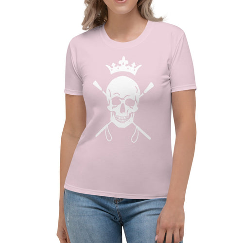 Equestrian Skull and Crops Short Sleeve Top in Blush Pink on model.