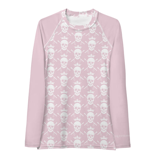 Skull and Crops Equestrian Sunshirt Base Layer in Blush Pink by EQUESTRIANISTA Brand Apparel and Accessories.