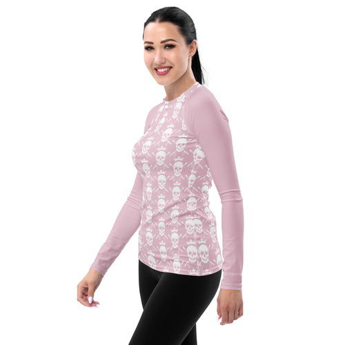 Skull and Crops Equestrian Sunshirt Base Layer in Blush Pink by EQUESTRIANISTA Brand Apparel and Accessories.