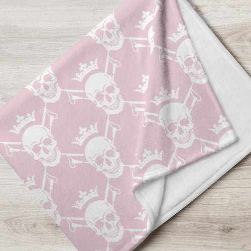 Skull and Crops Throw Blanket | Blush Pink