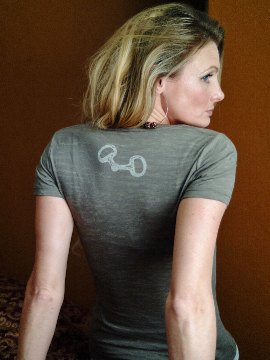 Dressage Horse Head T-Shirt back view of Snaffle Bit Detail by Equestrianista Collection.