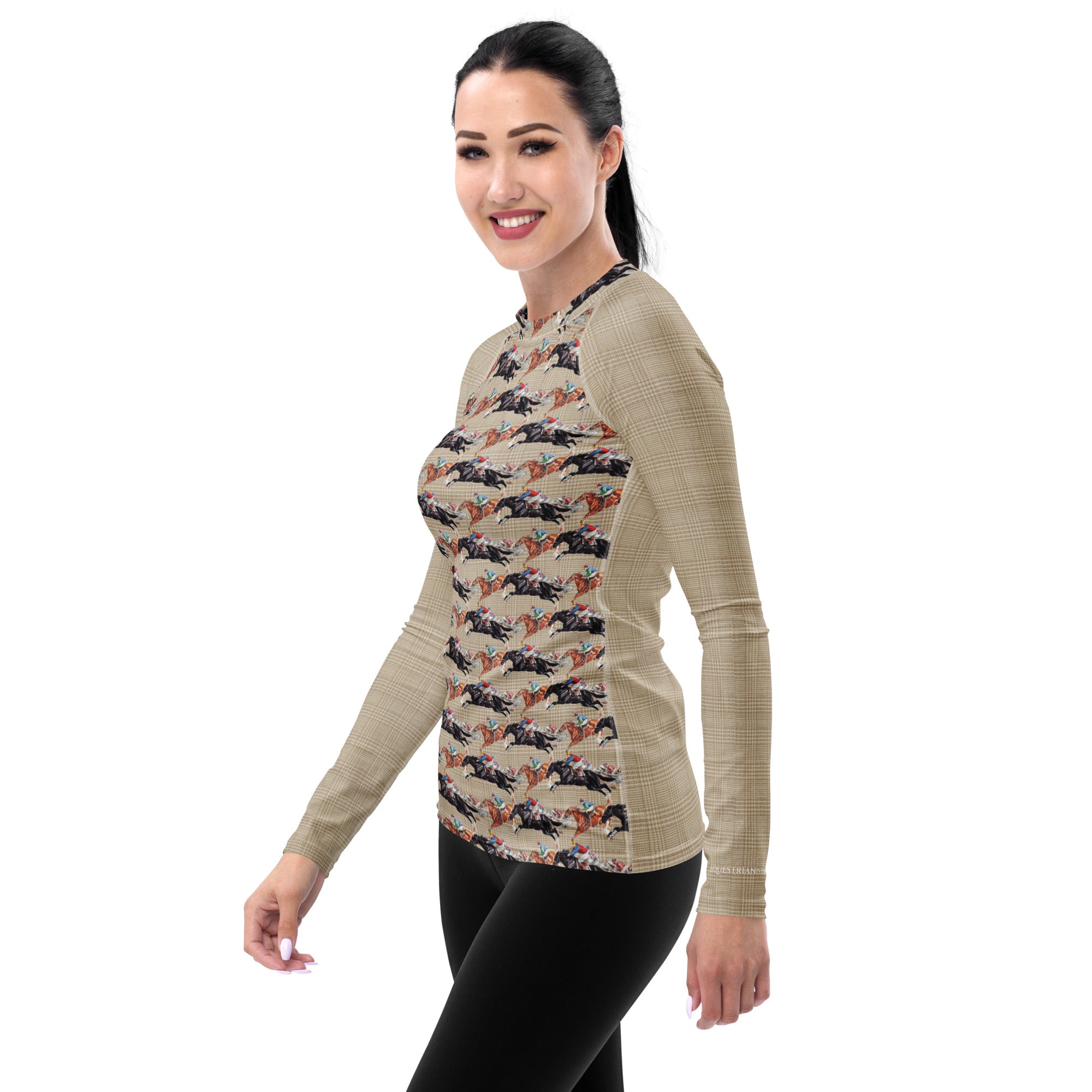 Women's Steeplechase Sunshirt Base Layer in Beige by EQUESTRIANISTA Brand Apparel and Accessories.